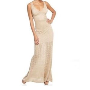 XOXO Long gold crochet dress